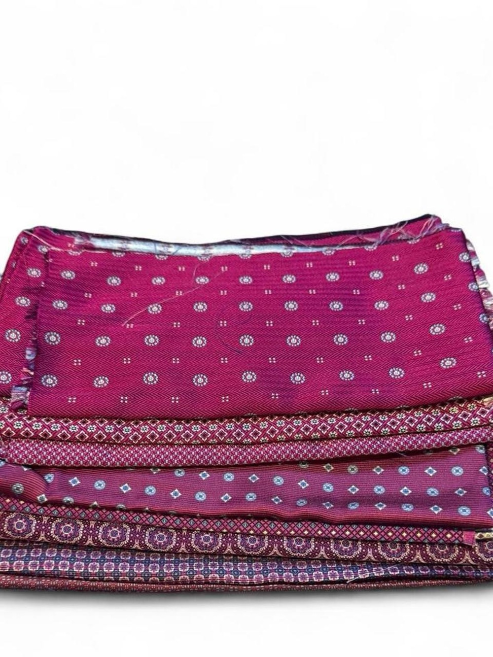 8pc bundle lot magenta jewel 100% Italian silk fabric remnants